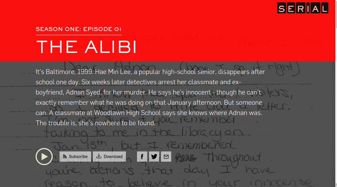 Screenshot of Season 1 episode 1 "THE ALIBI" 